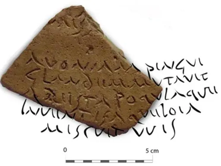 Versi di Virgilio incisi su un'anfora romana ritrovata in Spagna