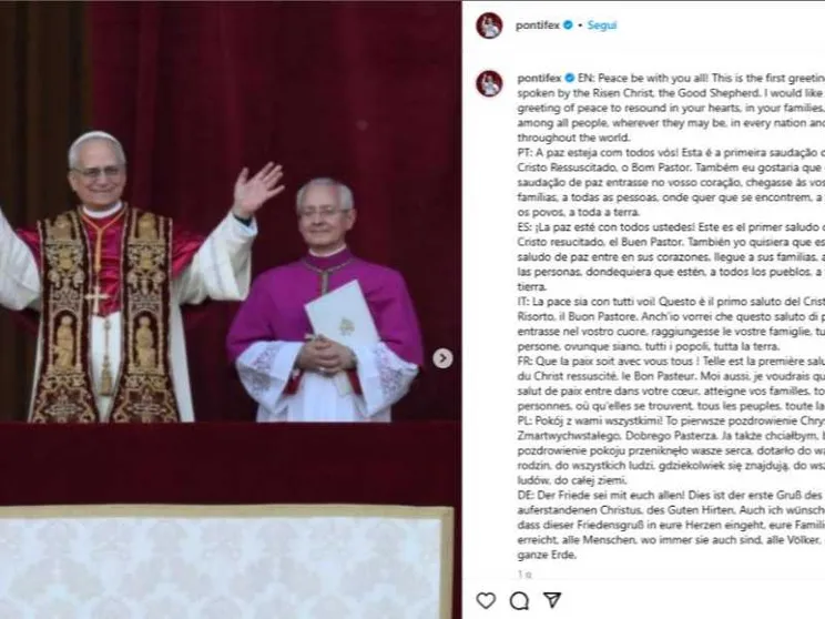 Un nuovo profilo Instagram per papa Leone XIV