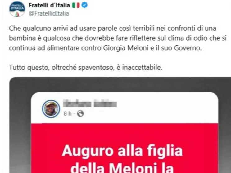 Odio social, il post contro la figlia di Meloni e le scuse del prof