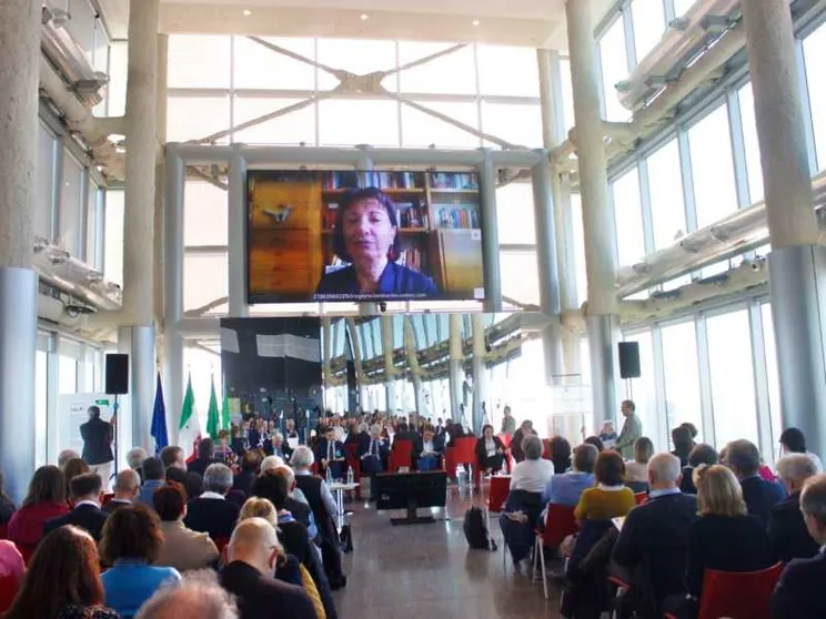 L'intervento della ministra per la Famiglia Eugenia Roccella alla Biennale dell'accoglienza in corso a Milano