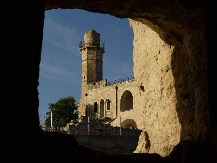 La torre del sito di al-Nabi Samwil-Nabi Samuel, il luogo di sepoltura del profeta Samuele a nord di Gerusalemme