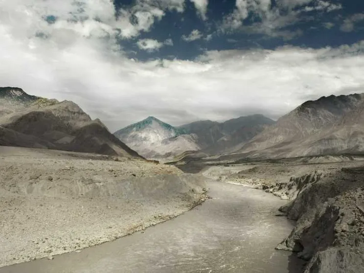 Una vista generale della valle dell'Indo vicino a Hunza nelle aree settentrionali del Pakistan