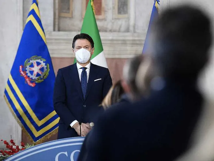 Giuseppe Conte all'epoca della pandemia. Foto d'archivio