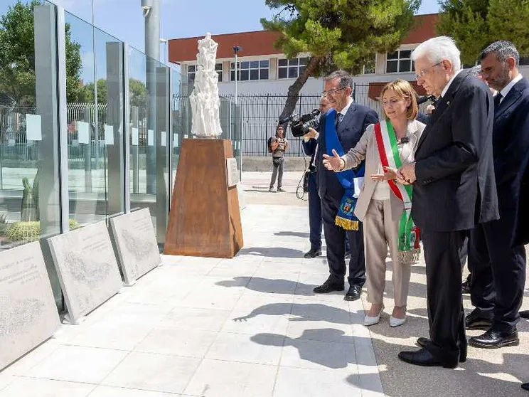 Il presidente Sergio Mattarella in occasione della cerimonia di commemorazione delle vittime dell’ incidente ferroviario di Andria