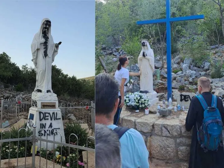 Le statue della Madonna imbrattate a Medjugorje / BLOGDIPADRELIVIO.IT