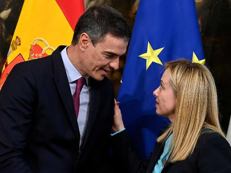 Sanchez e Meloni in un loro recente colloquio, dal sito del Governo italiano