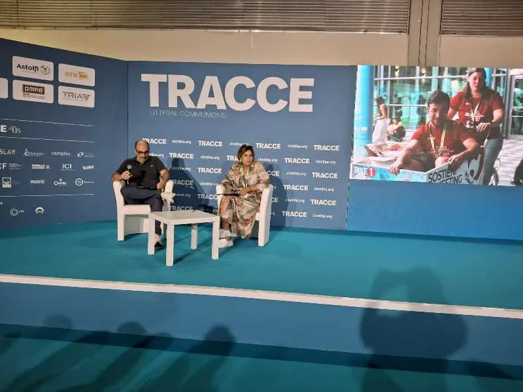 Enea e Giulia Simonato durante la loro testimonianza al Meeting di Rimini