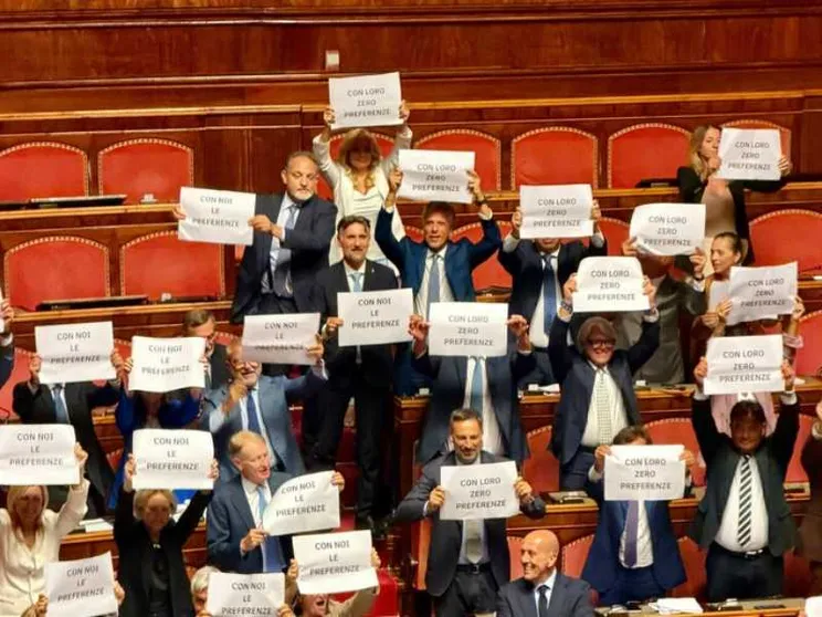 Un momento del recente dibattito sulla legge elettorale in Senato/ ANSA
