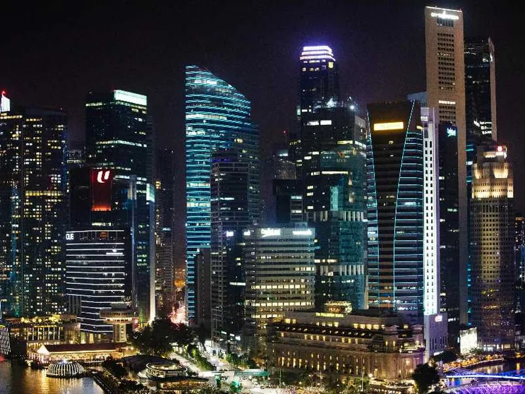 Una veduta del distretto finanziario di Singapore