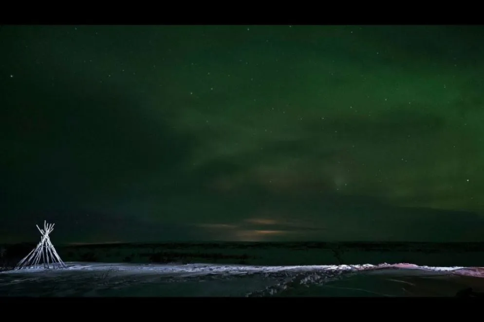 L'aurora boreale a Saitijavri, tundra, 2020