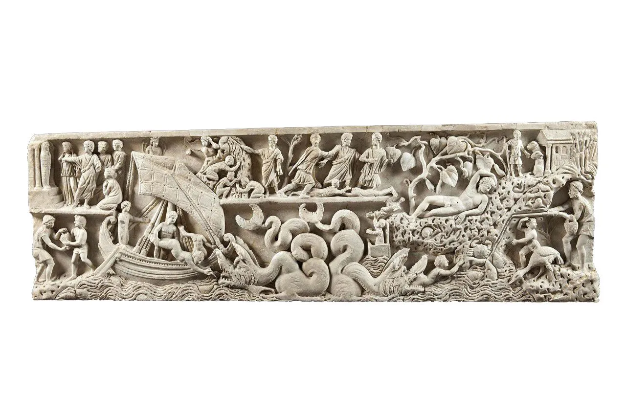 Fronte di sarcofago con storie di Giona, fine III - inizio IV secolo, Musei Vaticani