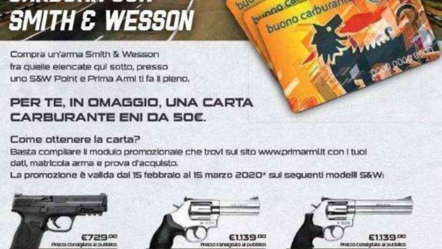 Compri pistole, vinci il pieno di carburante. L'Eni: non c'entriamo