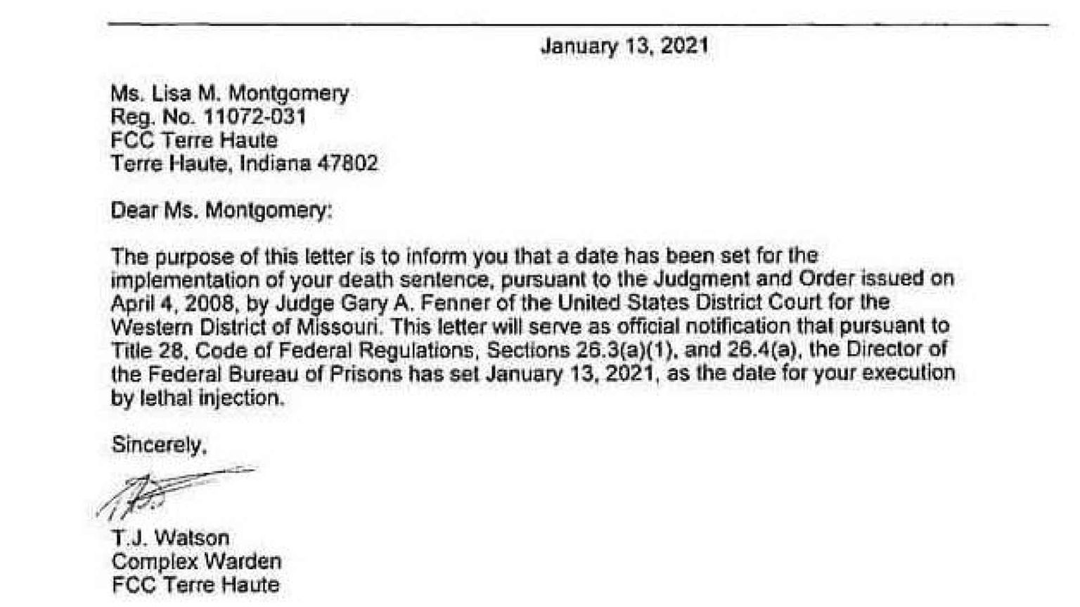 "Cara" Lisa, oggi morirai con l'iniezione letale: la lettera-choc alla condannata