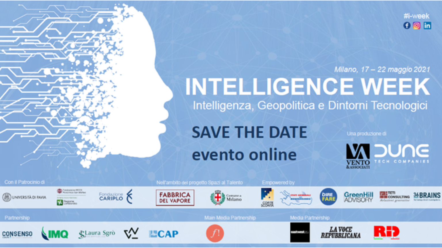 "Intelligence Week" dal 17 al 22 maggio