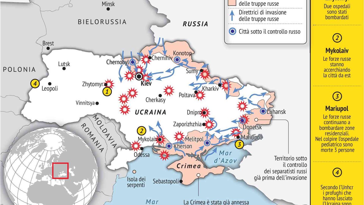 Due settimane di guerra in Ucraina: a che punto siamo, gli scenari