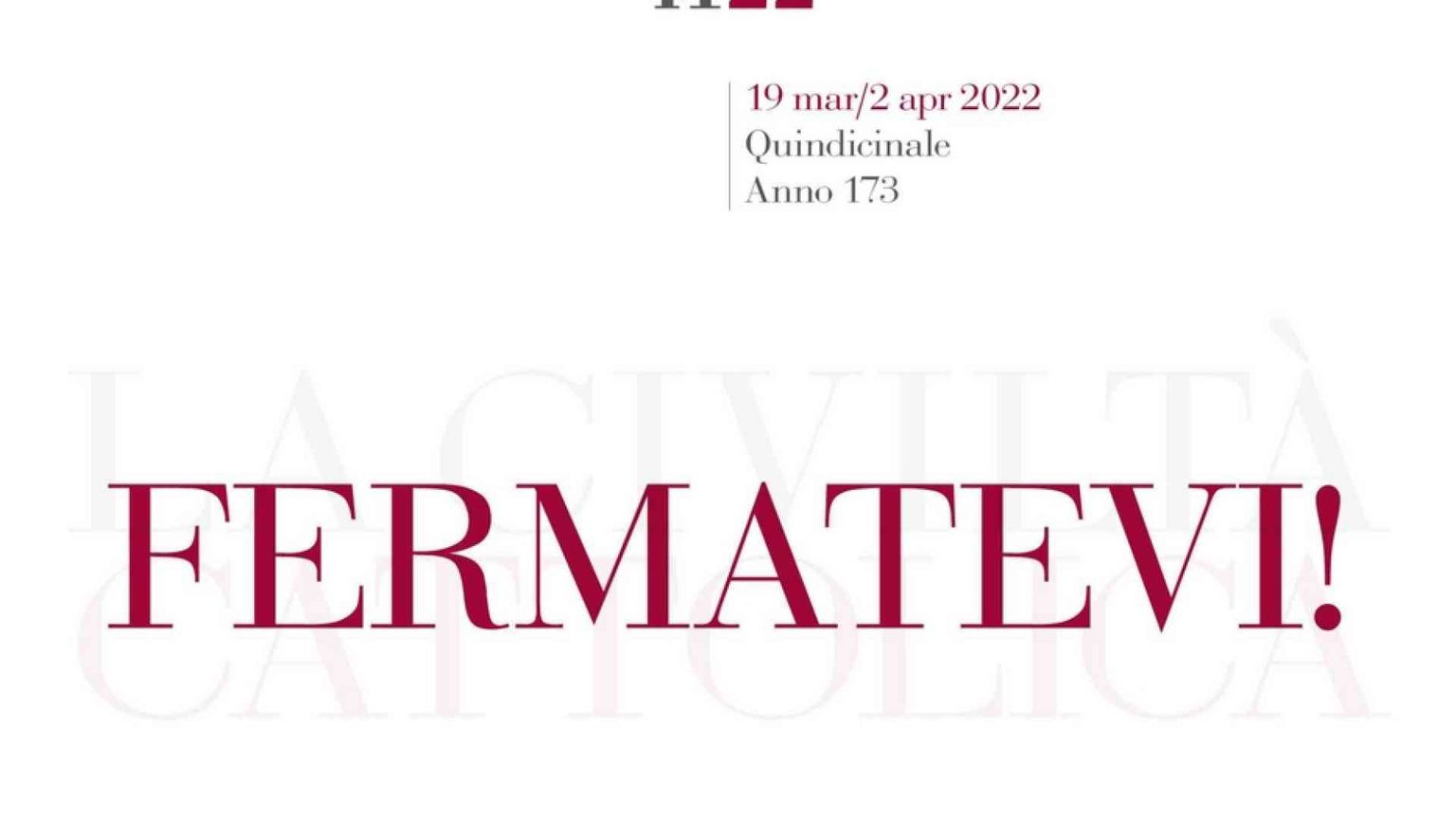 Il grido del Papa da amplificare: «No alla guerra, è una pazzia»