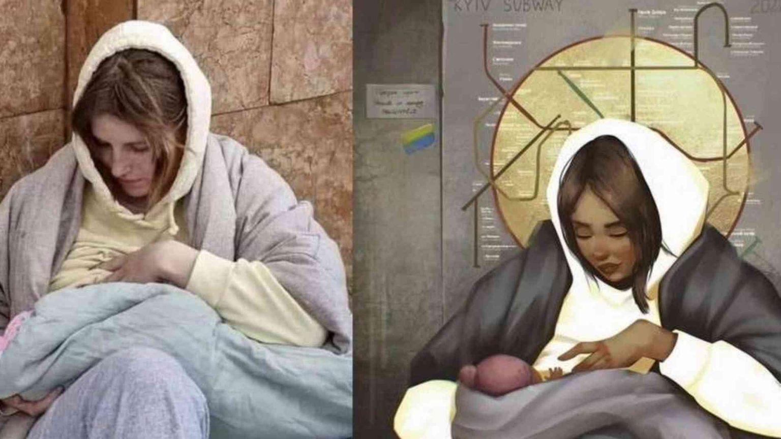 Madonna con Bambino nella metropolitana di Kiev