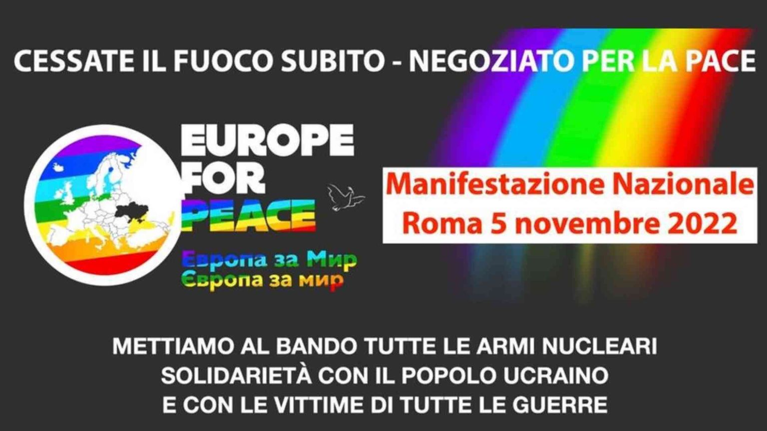 Manifestazione nazionale per la pace a Roma il 5 novembre