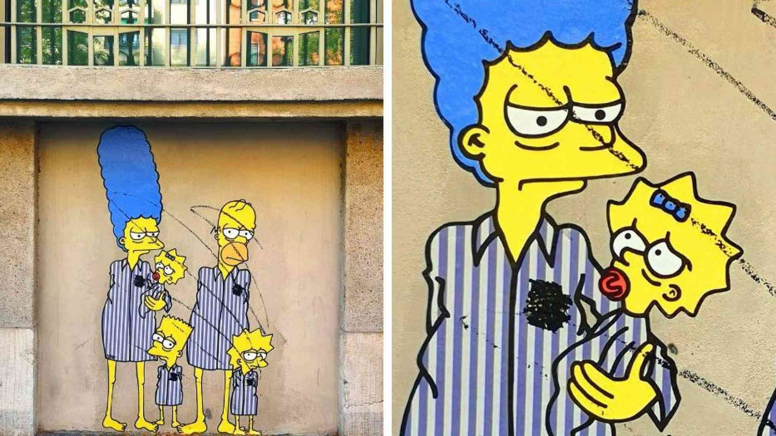 Vandalizzato il murales dei Simpson deportati ad Auschwitz