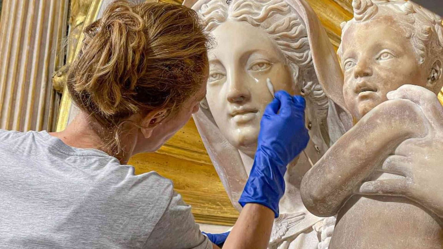 Restaurata la Madonna del parto di Sansovino