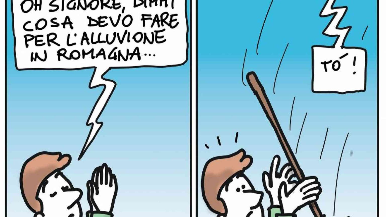 Alluvione, il Signore ci vuole solidali: un prete lo dice con le vignette