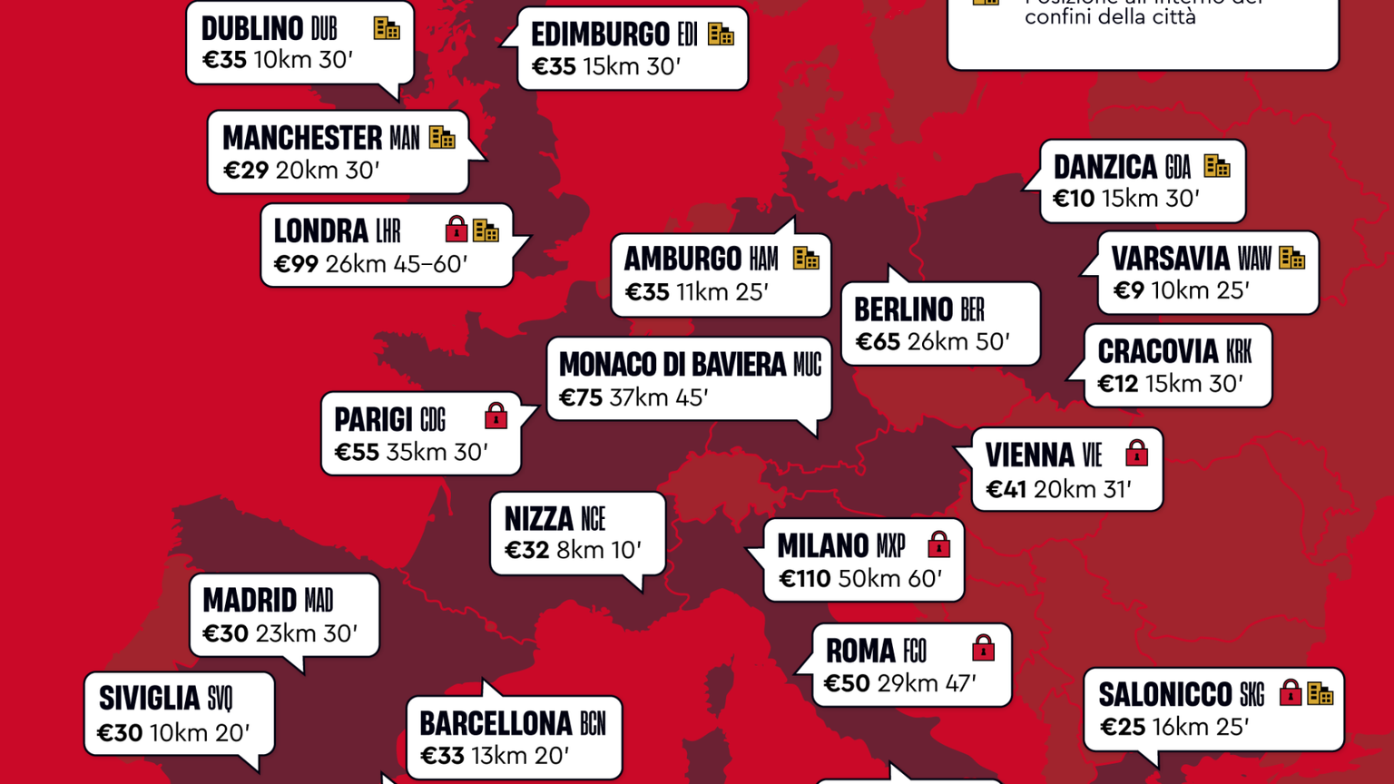 Taxi dall'aeroporto al centro, ecco quanto costa in Europa