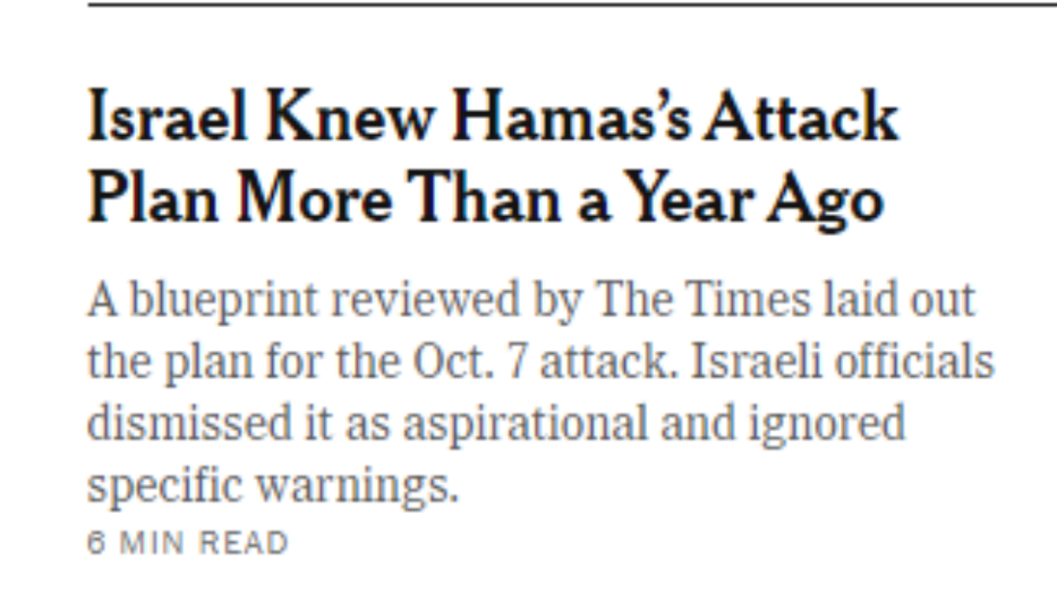 «Israele conosceva il piano dell'attacco di Hamas da un anno»