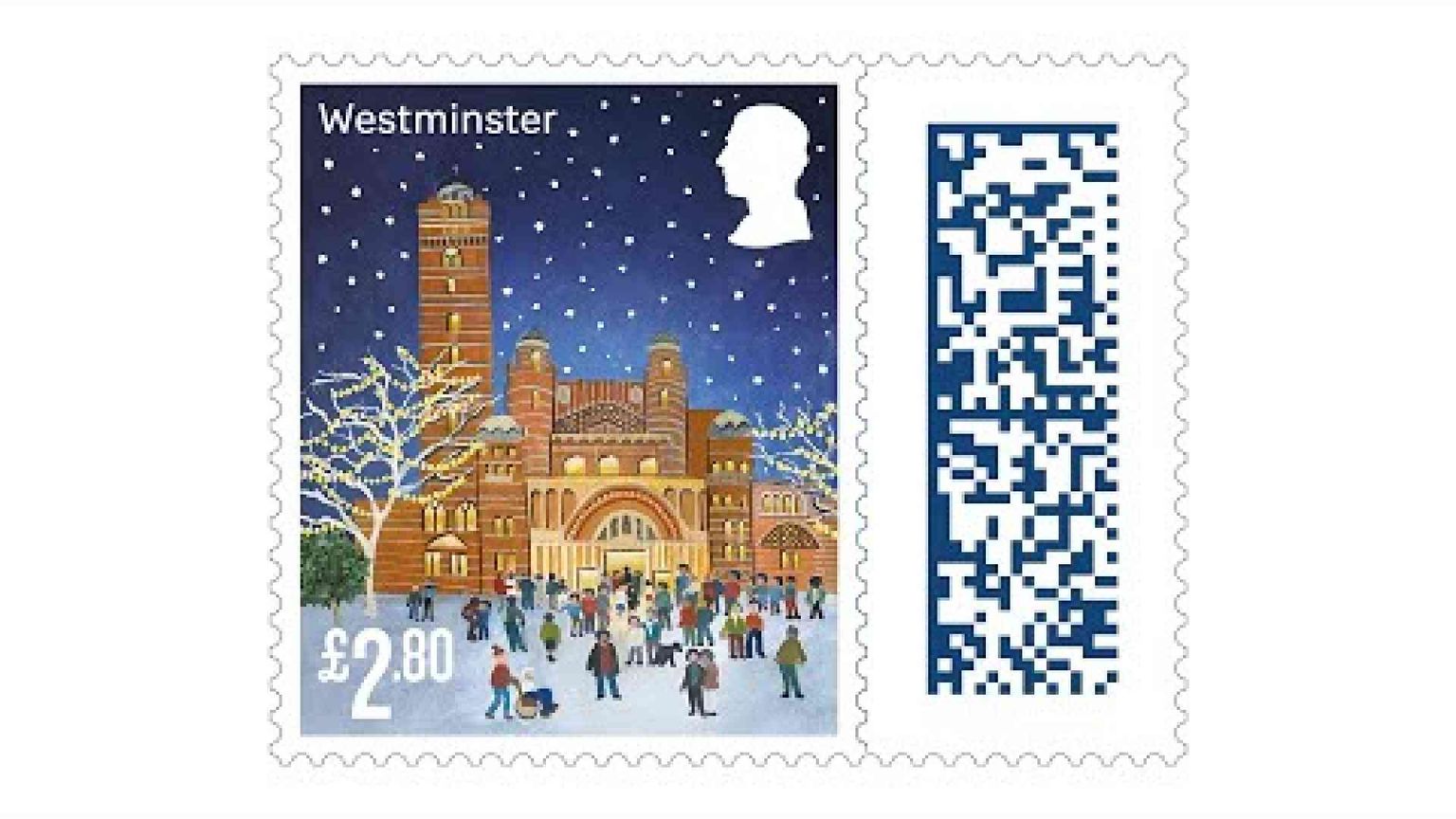 La Cattedrale di Westminster nei francobolli inglesi per il Natale