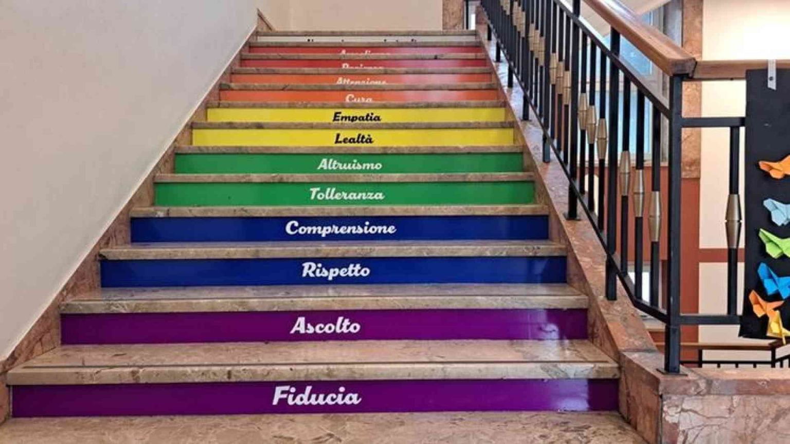 Cos'è successo con la scala arcobaleno in una scuola di Verona