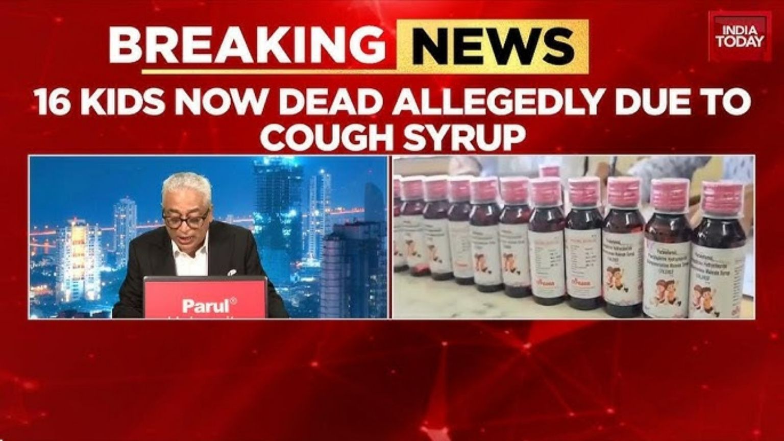 I media indiani danna la notizia della morte dei bambini causata dallo sciroppo killer