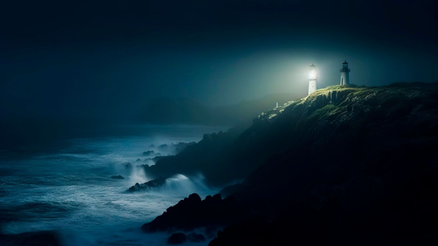 L'immagine rappresenta un faro in mezzo al mare