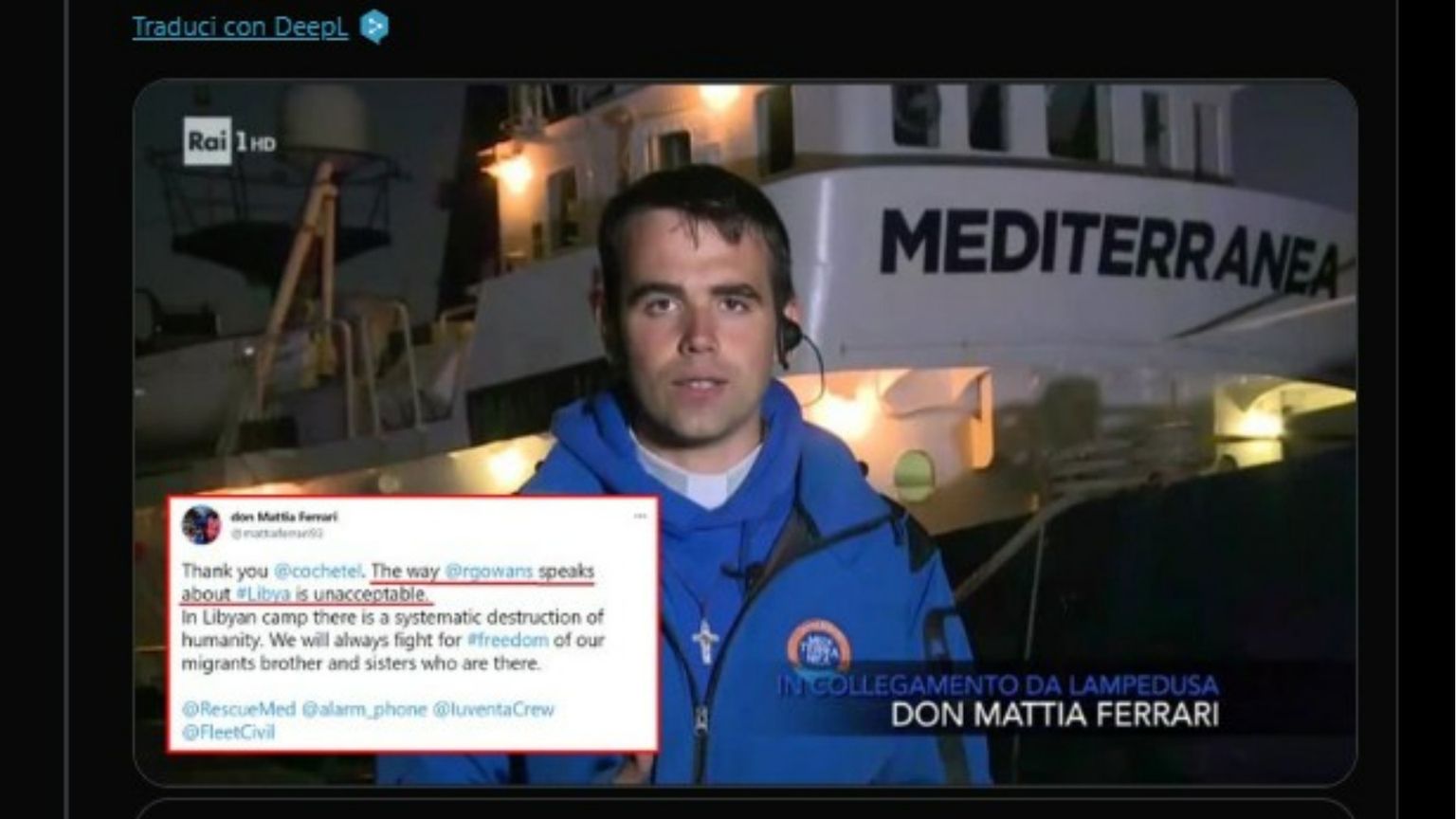 È stato identificato l'uomo che minacciava don Mattia Ferrari