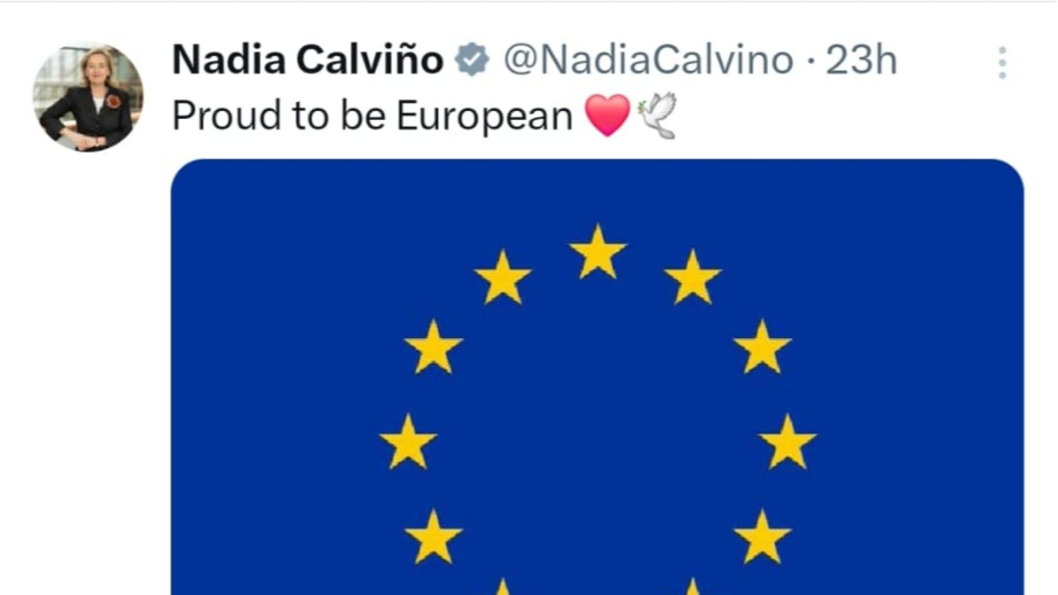 Il post su X della presidente della Bei, Nadia Calvino
