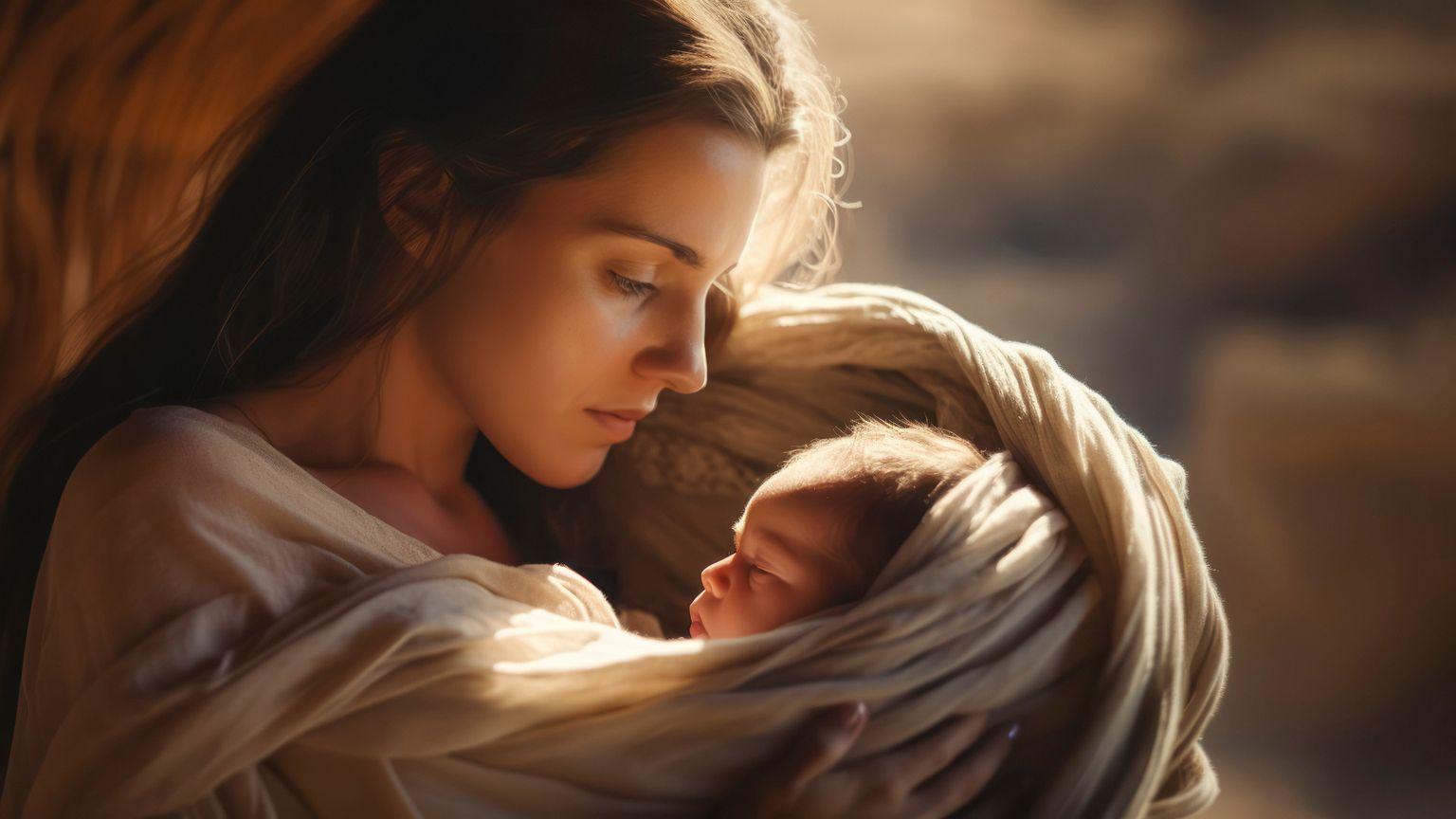 La foto mostra un ritratto di Maria con in braccio il Bambino Gesù