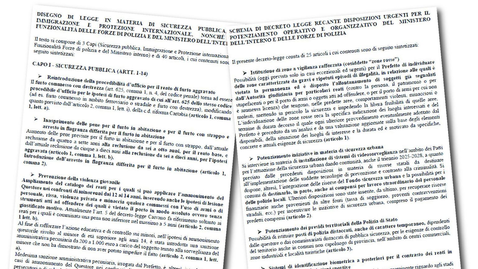 Le prime pagine dei nuovi testi sulla sicurezza