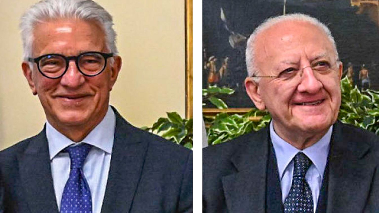 In una combo, da sinistra, il sindaco di Salerno, Vincenzo Napoli, dimissionario, e Vincenzo De Luca già sindaco della città e pronto a ricandidarsi