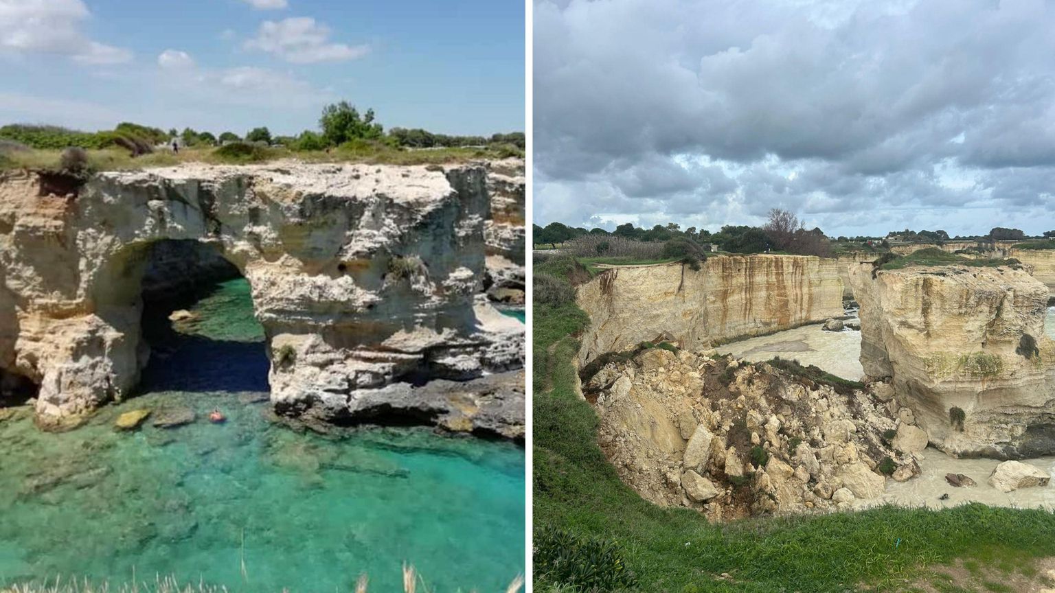 Il cambiamento climatico non scioglie solo i ghiacciai. L'Arco degli Innamorati non c'è più