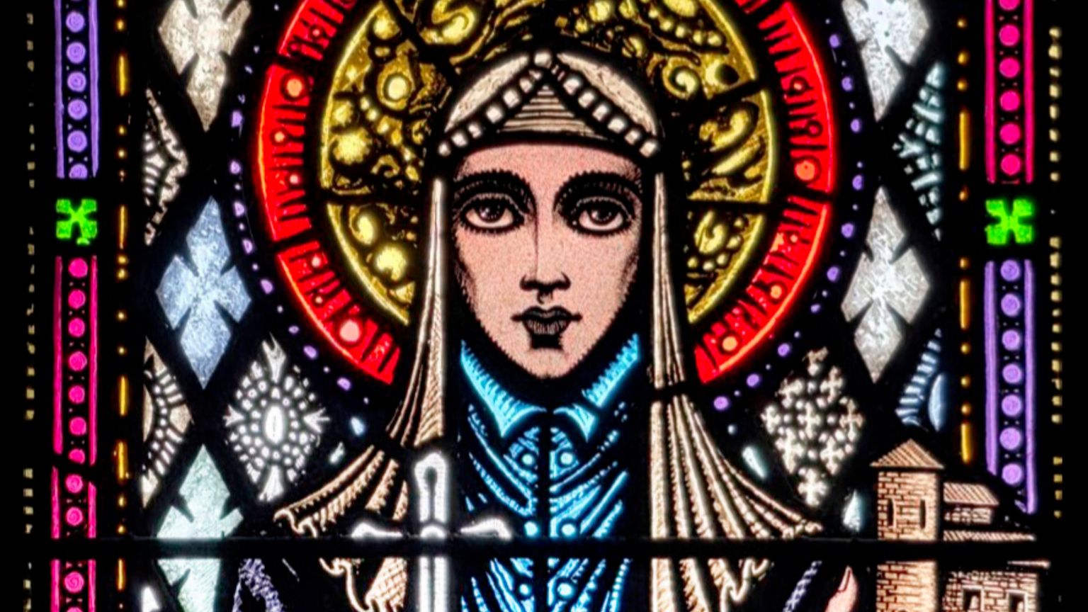 Harry Clarke, “Santa Brigida”, vetrata. Ballinrobe, chiesa di Santa Maria / WikiCommons
