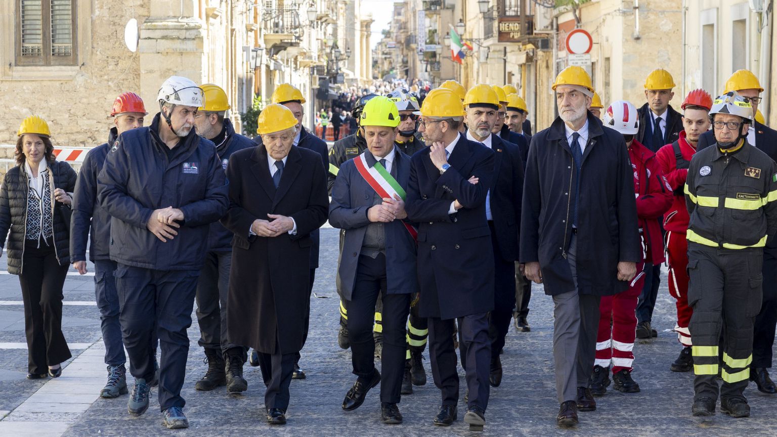 Il presidente della Repubblica Sergio Mattarella a Niscemi