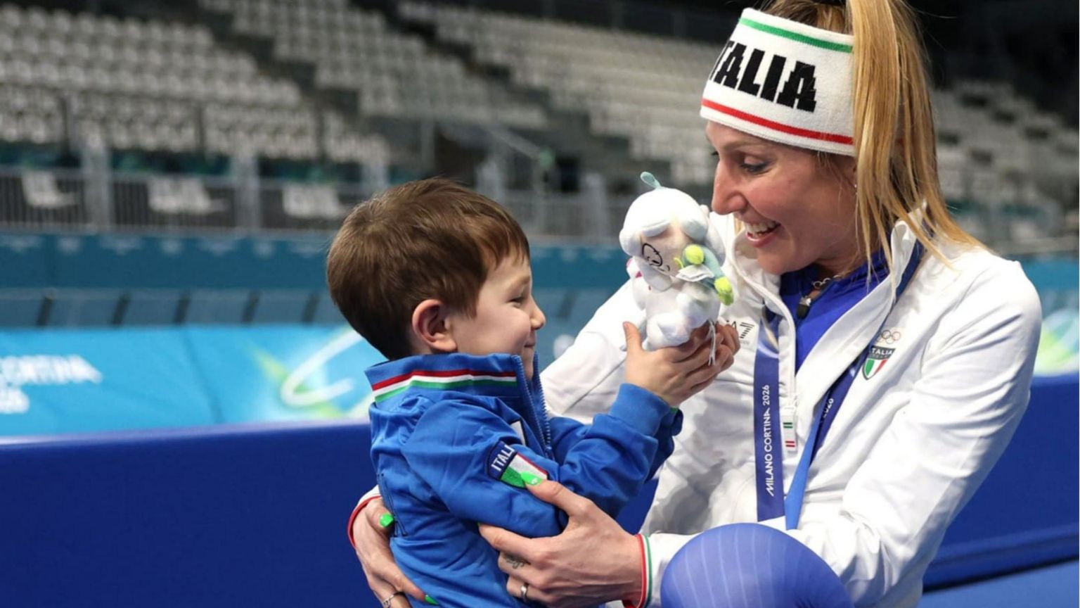 La pattinatrice Francesca Lollobrigida e il suo bambino, Tommaso