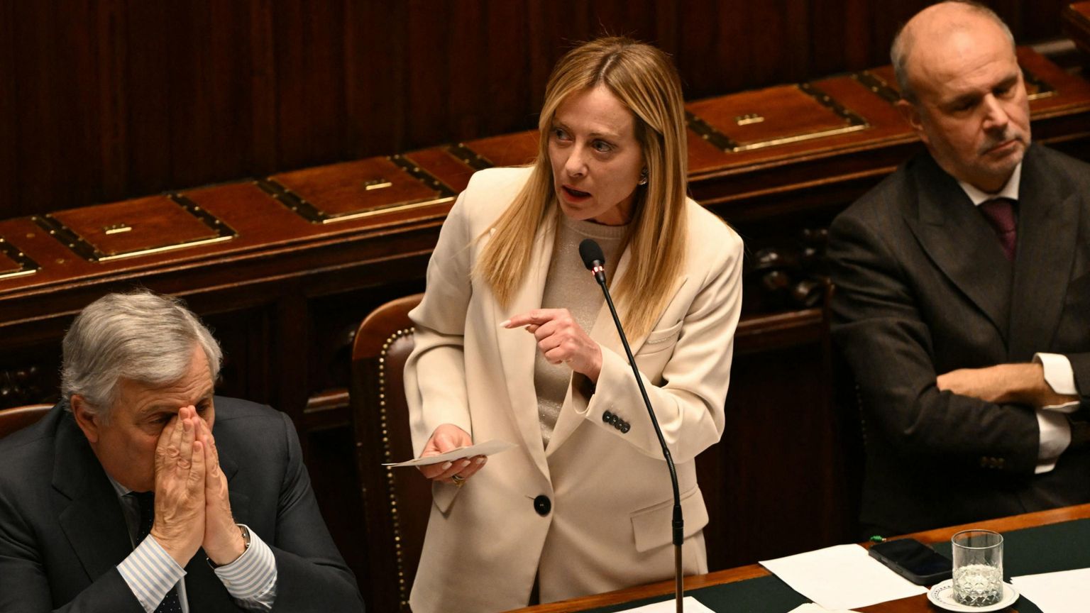 La premier Giorgia Meloni in aula al Senato. Foto Ansa
