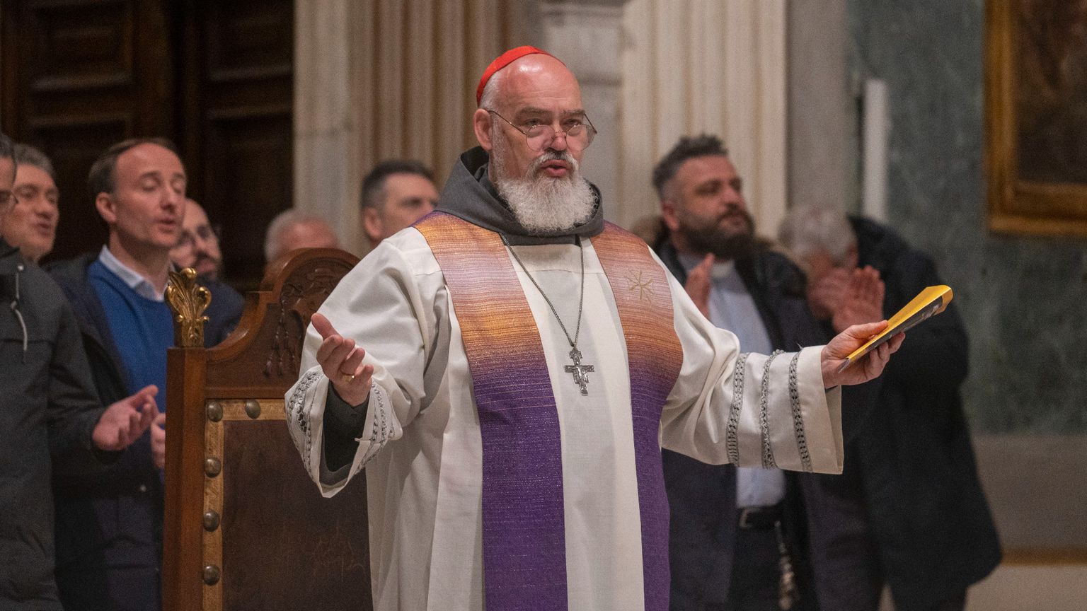 Il cardinale Dominique Joseph Mathieu, arcivescovo di Teheran‑Ispahan, nella basilica di Santa Croce in Gerusalemme