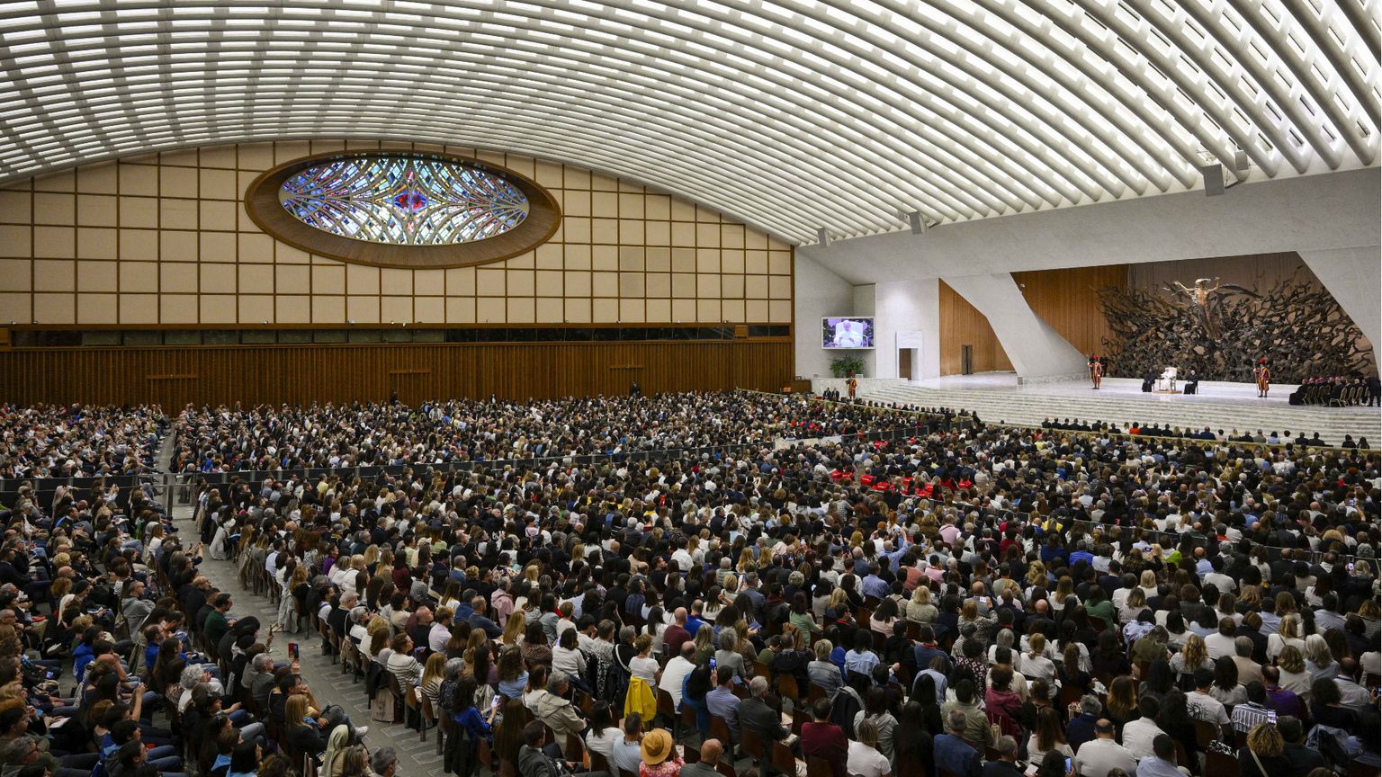 Gli insegnanti di religione in Aula Paolo VI per l'udienza assieme a papa Leone XIV
