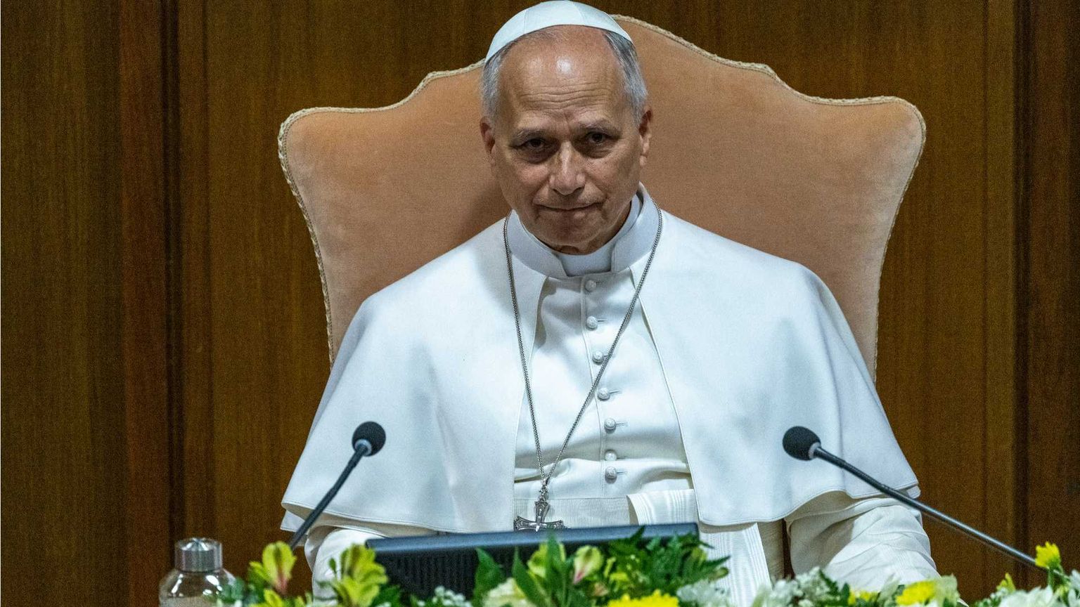 Papa Leone XIV alla presentazione dell'enciclica Magnifica humanitas