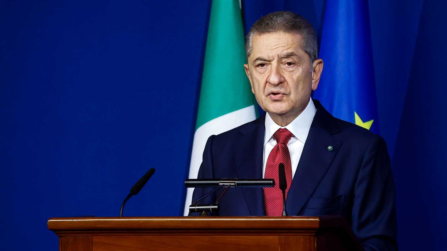 Il governatore della Banca d'Italia Fabio Panetta durante la presentazioni delle Considerazioni finali in occasione della pubblicazione della Relazione annuale sul 2025 presso Palazzo Koch / ANSA