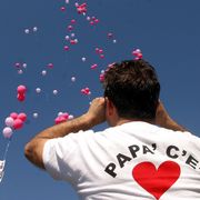 Un padre a una manifestazione indossa la maglia “Papà c'è” / Ansa