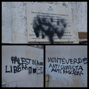 Le scritte apparse sul muro della sinagoga a Monteverde