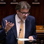 Il ministro dell’Economia, Giancarlo Giorgetti, durante l’informativa alla Camera sulla vicenda Mps-Mediobanca