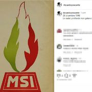 Il post del vicedirettore di Rai Sport, Riccardo Pescante, nel quale appare la fiamma tricolore del Movimento Sociale Italiano con la data di nascita 26 dicembre 1946 e lo slogan "le radici profonde non gelano"