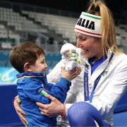 La pattinatrice Francesca Lollobrigida e il suo bambino, Tommaso